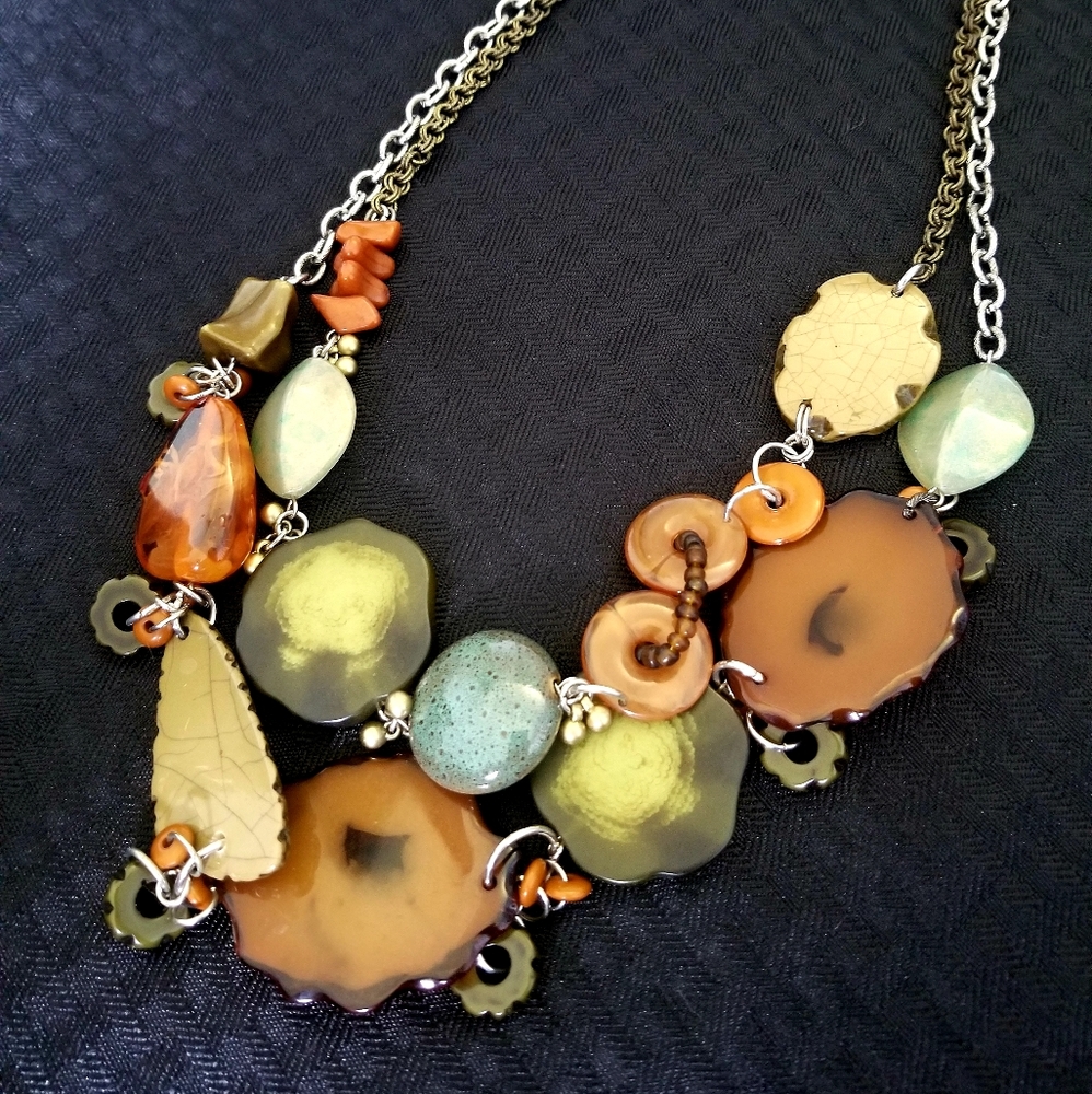 Earth Tone Treska Statement Necklace